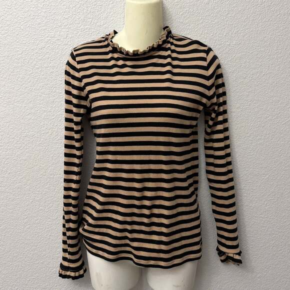 Ann Taylor striped ruffle shirt- Size XS - Picture 2 of 5